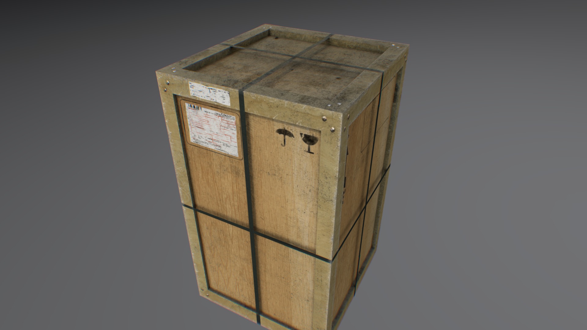 3D model Wooden cargo crate 13 - This is a 3D model of the Wooden cargo crate 13. The 3D model is about a wooden box with a sign on it.
