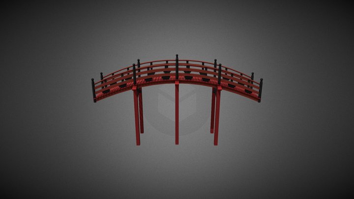 Japanese red bridge 3D Model