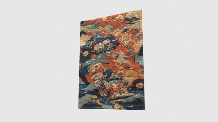Panel with a Phoenix and Birds in a Rock Garden 3D Model