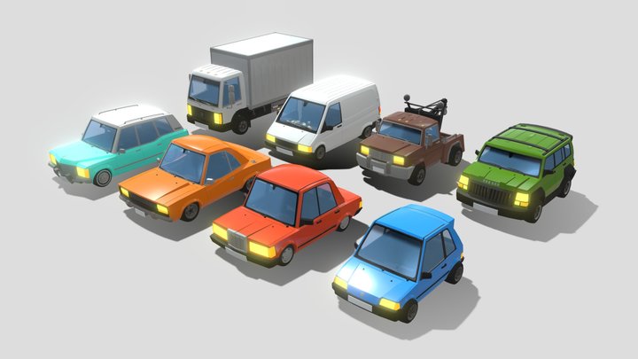 Low poly car collection 01 3D Model
