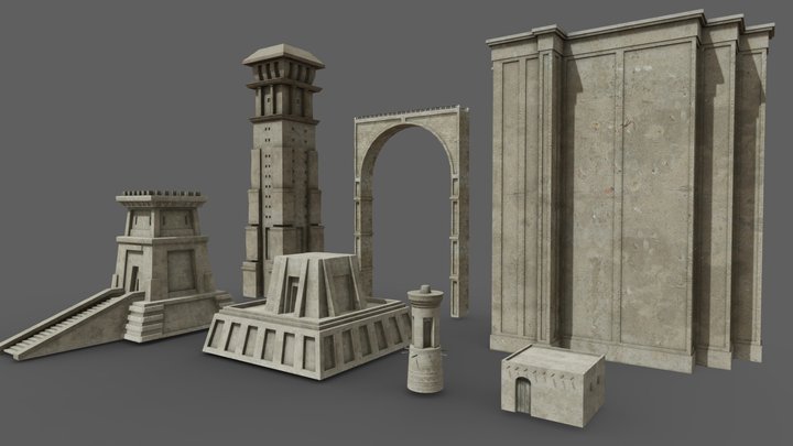 Ancient Architecture Kitbash 3D Model