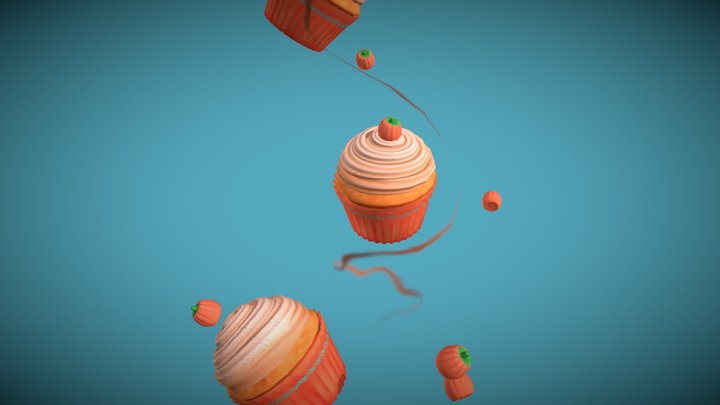Spice Pumpkin Cupcake 3D Model