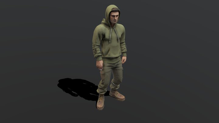 Male Hooded Character - IDLE [MESHY] – Modello 3D gratuito STL