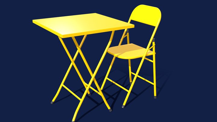 Mesa e cadeira dobravel 3D Model
