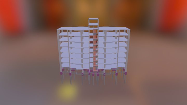 Estudo de viabilidade em laje plana protendida 3D Model