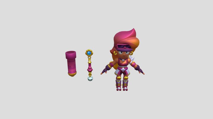Amber Rollerskates Brawl Stars 3D Model