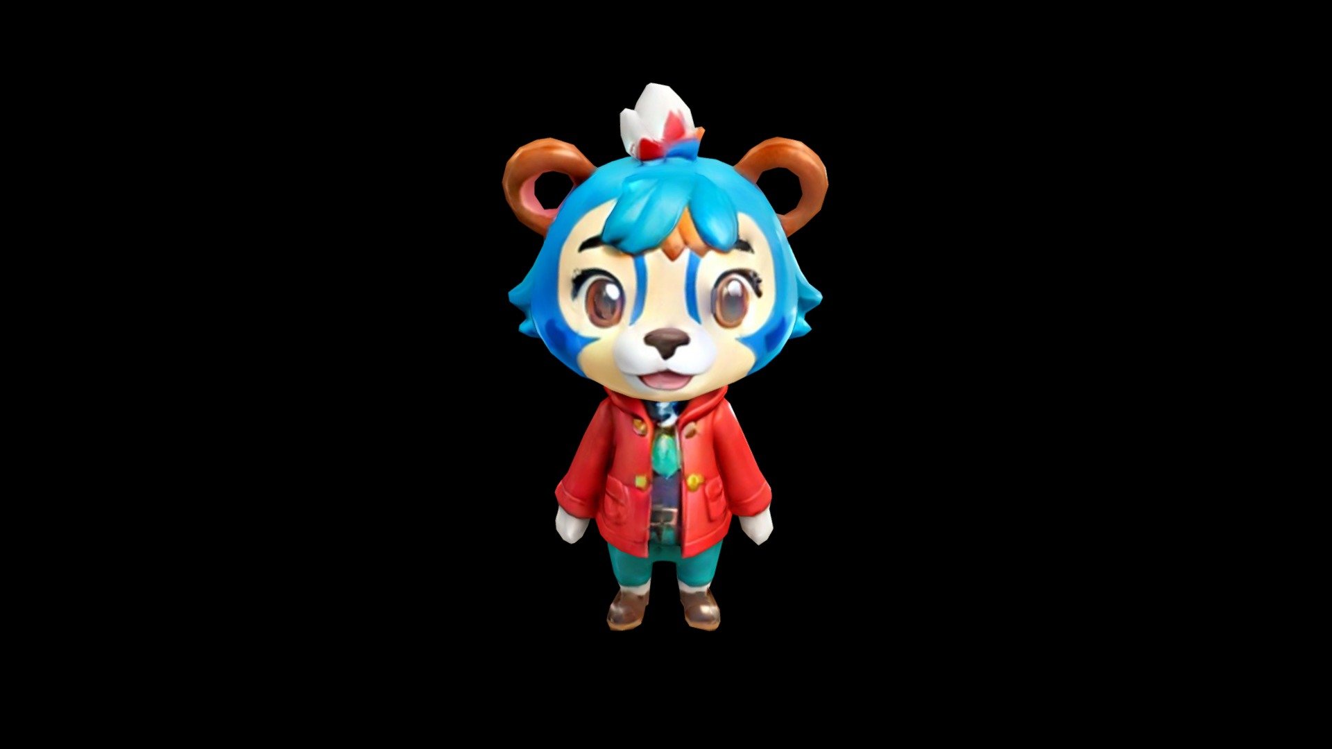 A 3D animal crossing character, a blue bear with - Download Free 3D