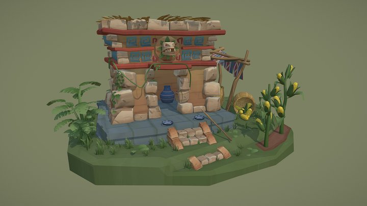 Stylized Aztec farmer temple 3D Model