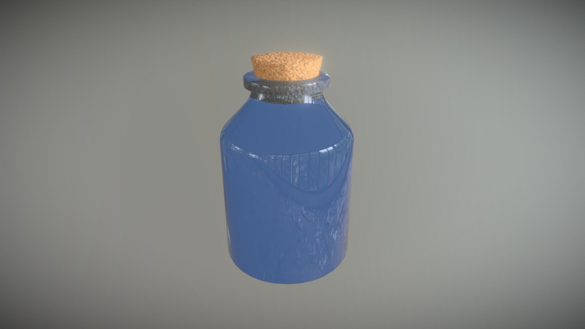 3D model Wide Glass bottle - This is a 3D model of the Wide Glass bottle. The 3D model is about a blue bottle with a brown cap.