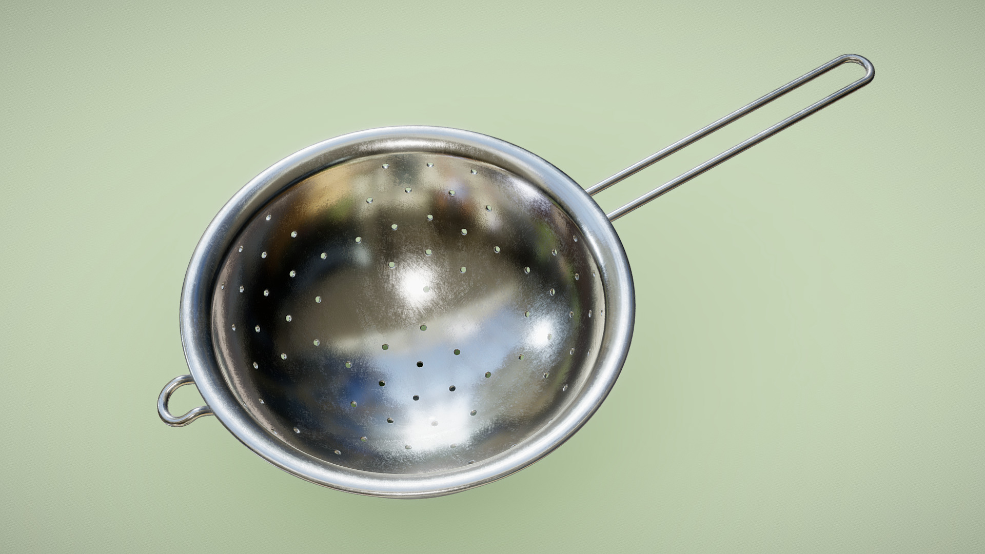 3D model Stainless Steel Colander - This is a 3D model of the Stainless Steel Colander. The 3D model is about a close-up of a magnifying glass.