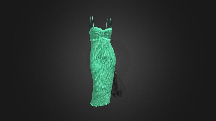 Green halter-neck dress with black bag