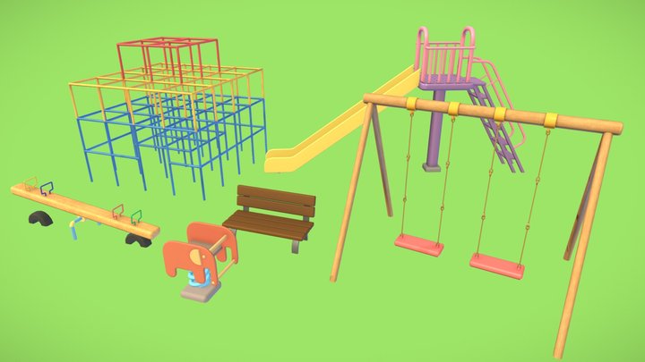 Cute Park Set 3D Model