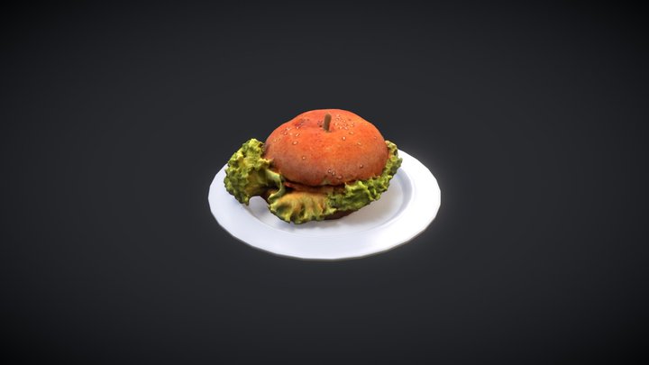 PBR Mid-poly Hamburger 3D Model