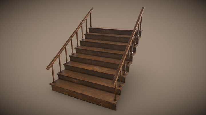 Wood Stair 3D Model