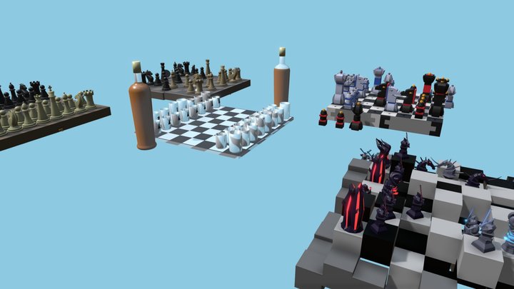 5 Chess sets 3D Model