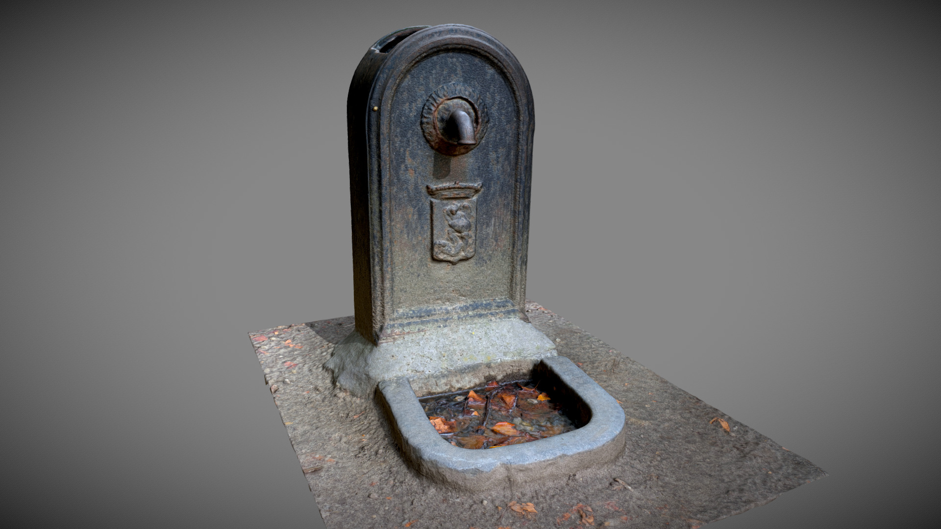3D model Old water fountain - This is a 3D model of the Old water fountain. The 3D model is about a metal object with a hole in it.