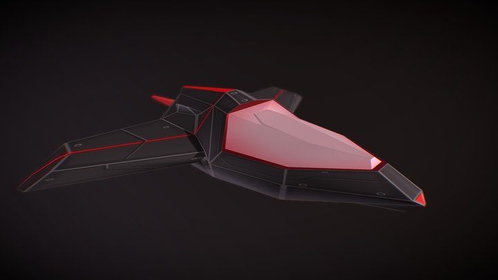 Retro dark space ship 3D Model