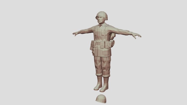 Low Poly Soldier 3D Model