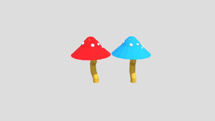 Low Poly Stylized Mushroom Pack 3D Model