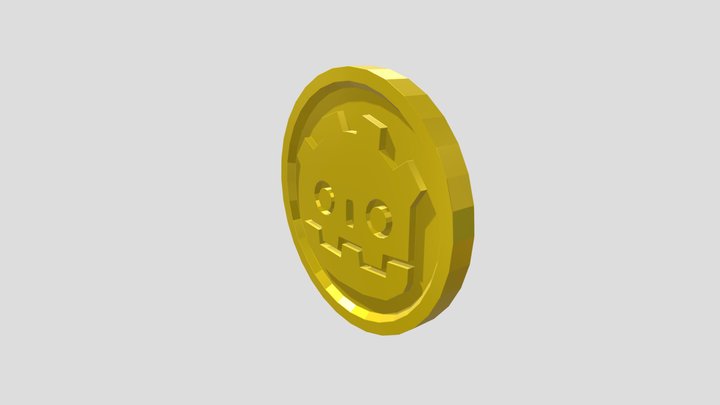 Low-poly coin with Godot mascot 3D Model