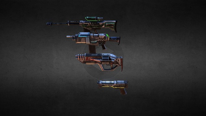 Ultra Low Poly FPS Weapon Pack 3D Model