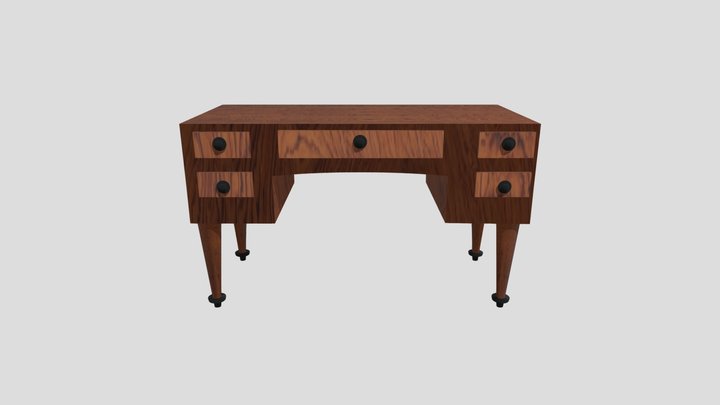 Classic Wooden Work Desk with Exposed Bolts – Kostenloses 3D-Modell STL