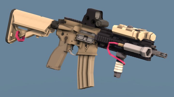 Shichido Yukino's Rifle Low Poly [ D_U HK416A5 ] 3D Model