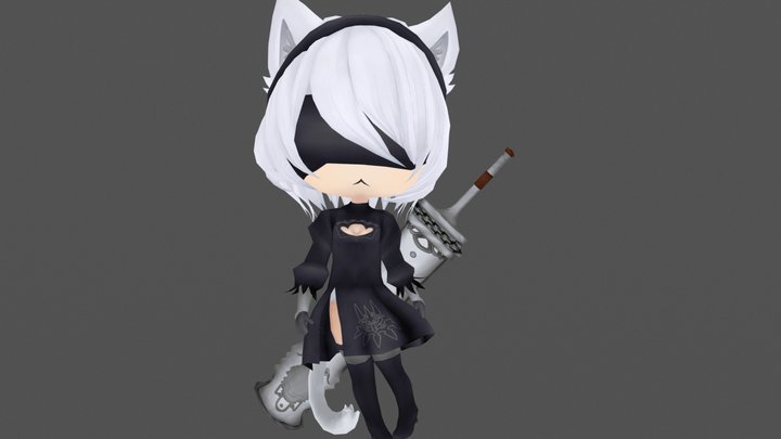 Neko YoRHa  2B 3D Model