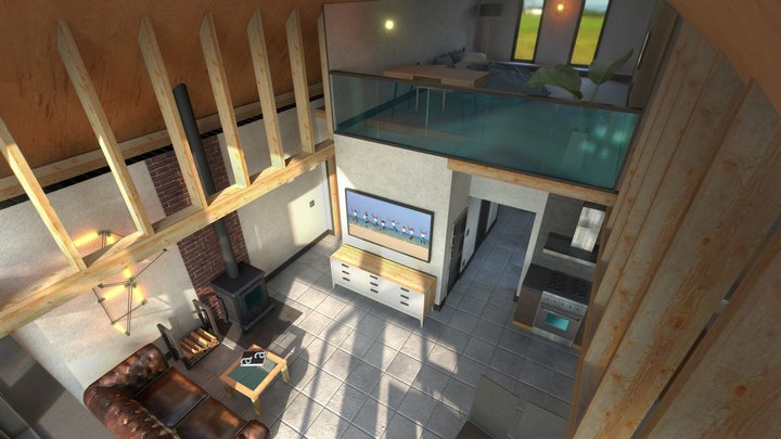 Virtual Reality VR BarnHouse Interior / Exterior 3D Model