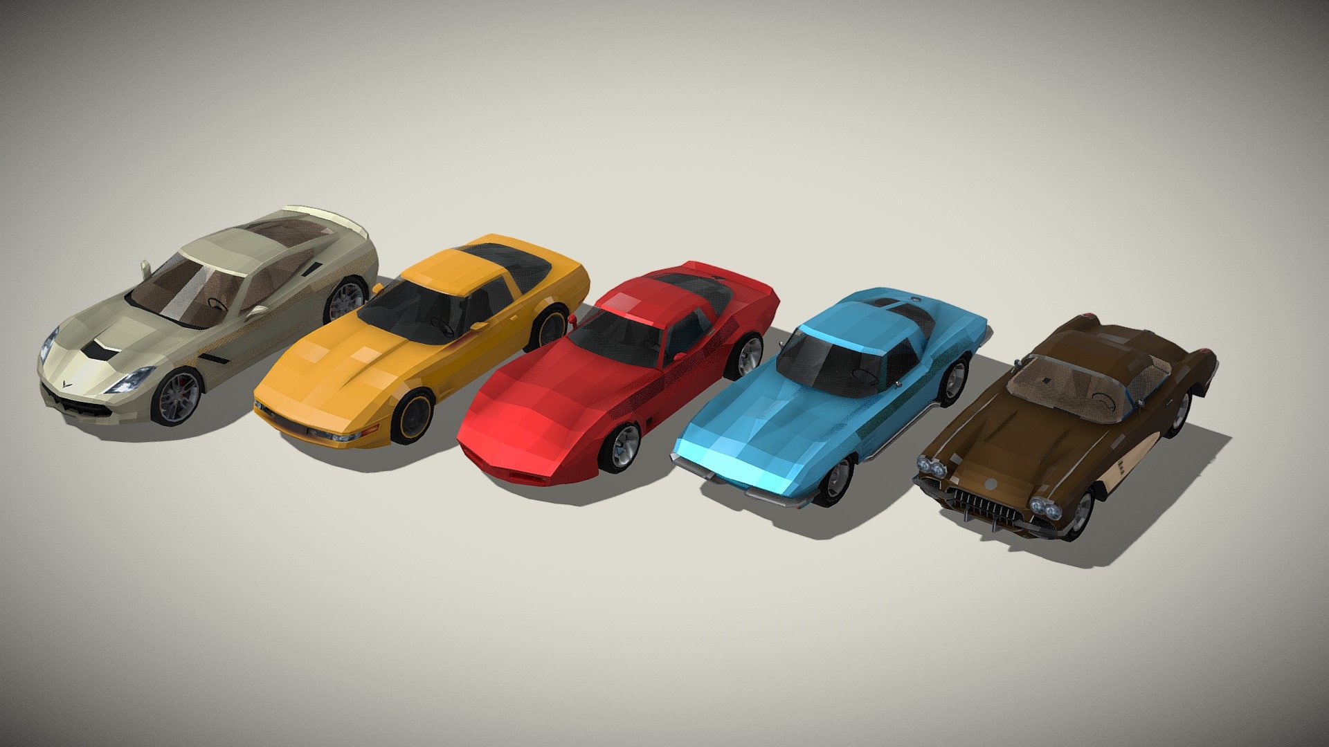 Chevrolet Corvette generations - lowpoly set - Buy Royalty Free 3D ...