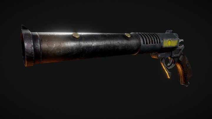 Dieselpunk Signal Flare Pistol 3D Model