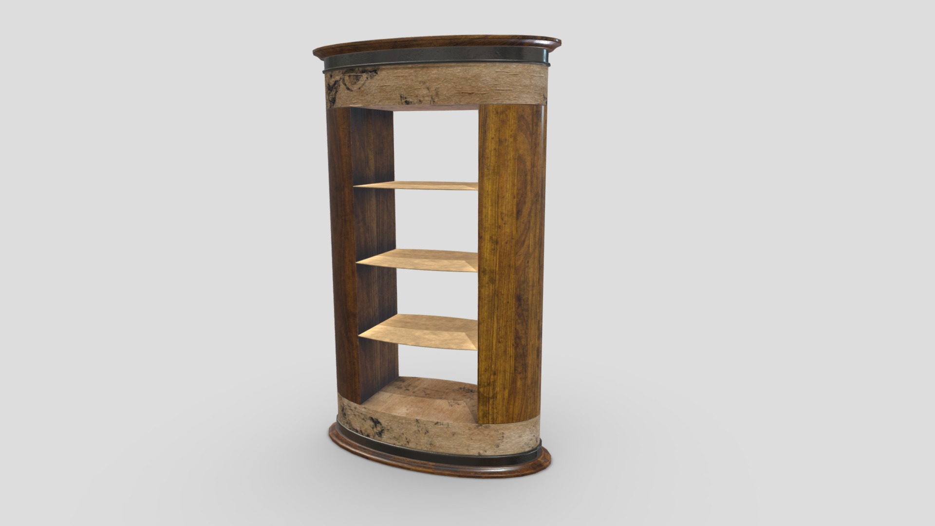 3D model Antique Cupboard 52 - This is a 3D model of the Antique Cupboard 52. The 3D model is about a wooden shelf with a wooden top.
