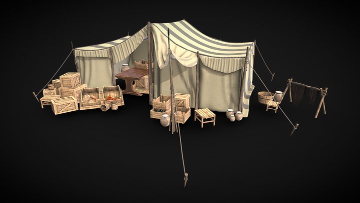 Medieval Market/ Tent Prop_01 3D Model