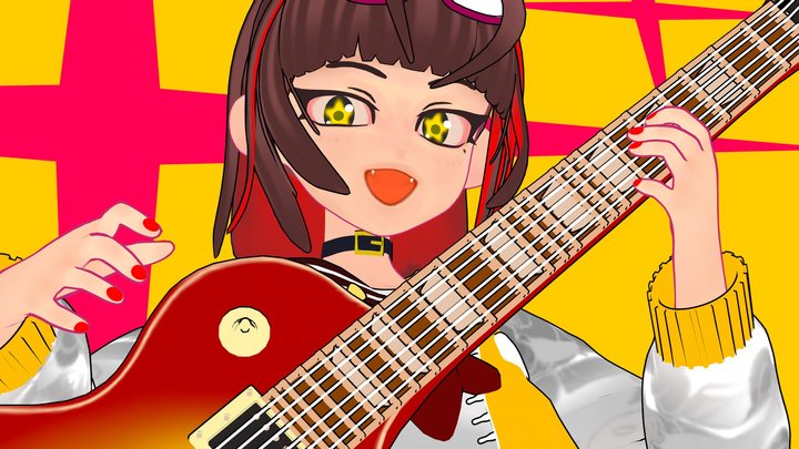 Guitar＆Girl 3D Model