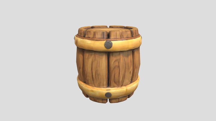 Barrel Cartoon Illustration 3D Model