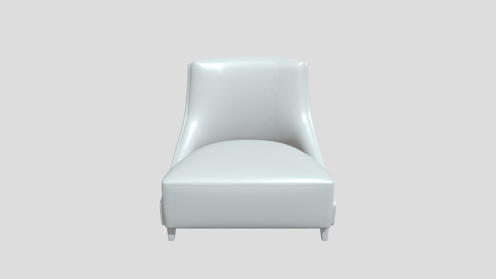 A brown leather armless accent chair