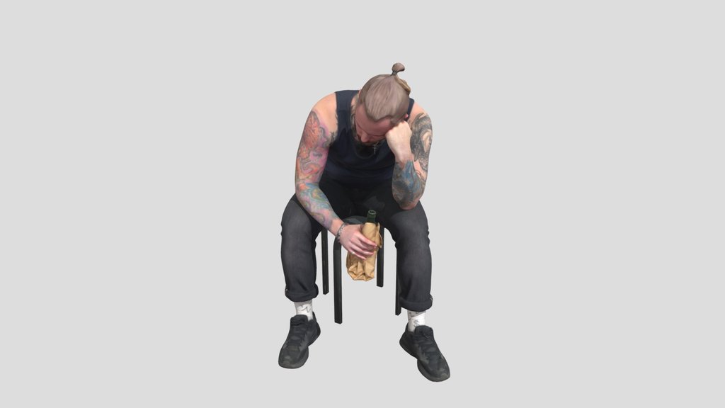 Sad People Sitting Alone
