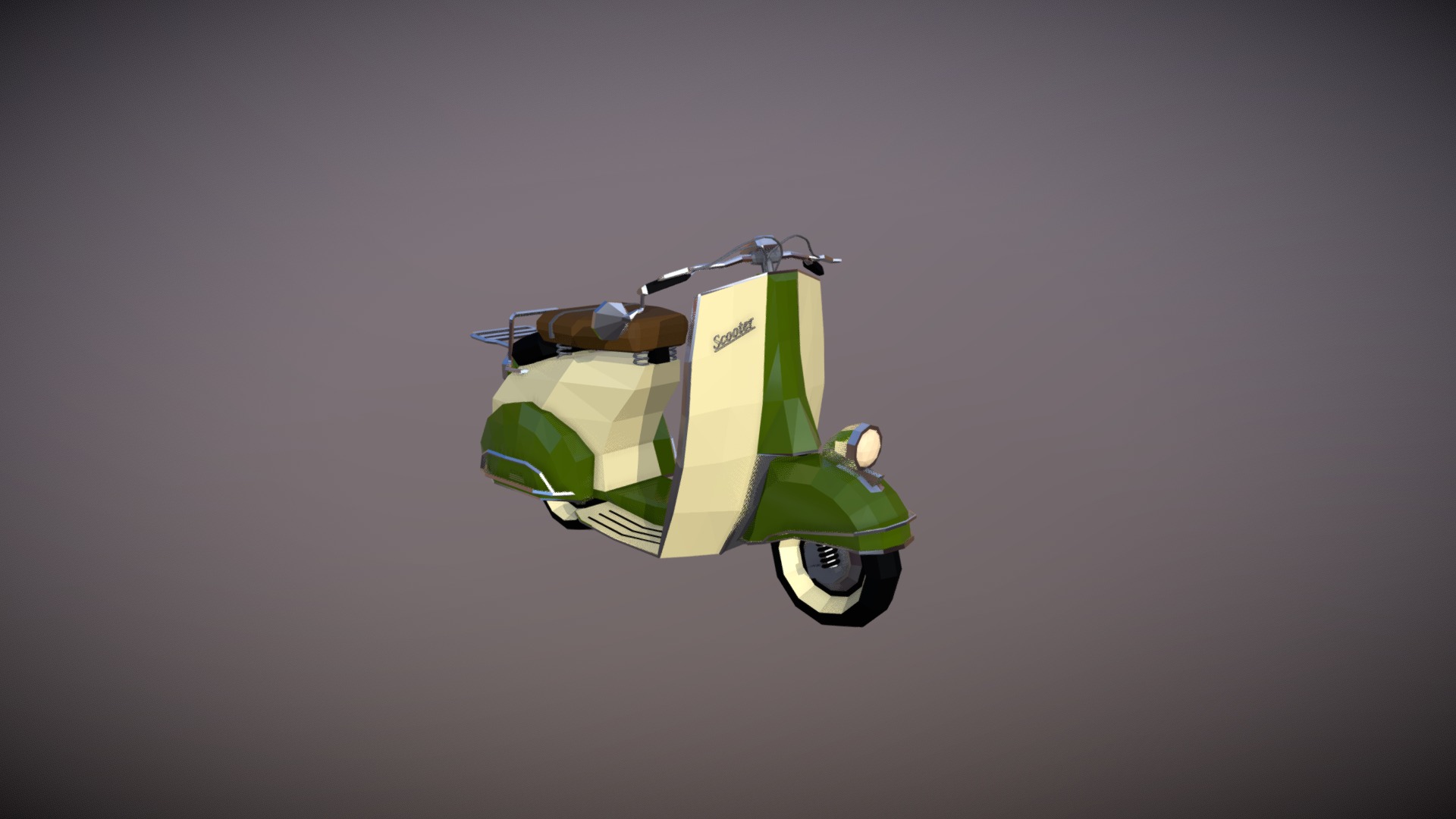 3D model Low Poly Scooter 04 - This is a 3D model of the Low Poly Scooter 04. The 3D model is about a green and white toy car.