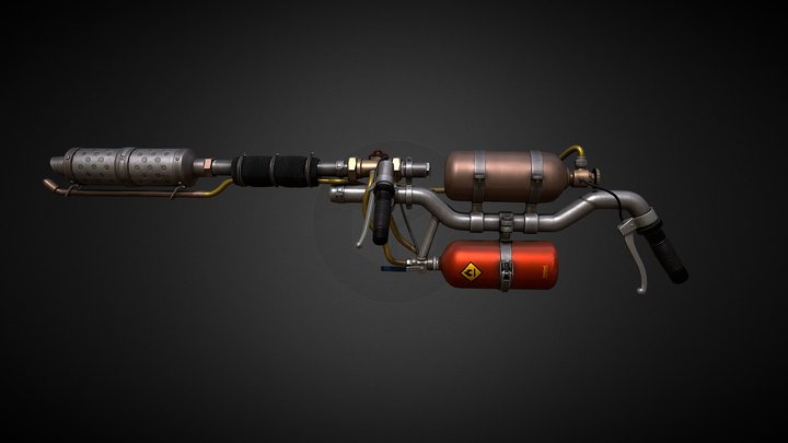 Flamethrower gun Free low-poly 3D model 3D Model