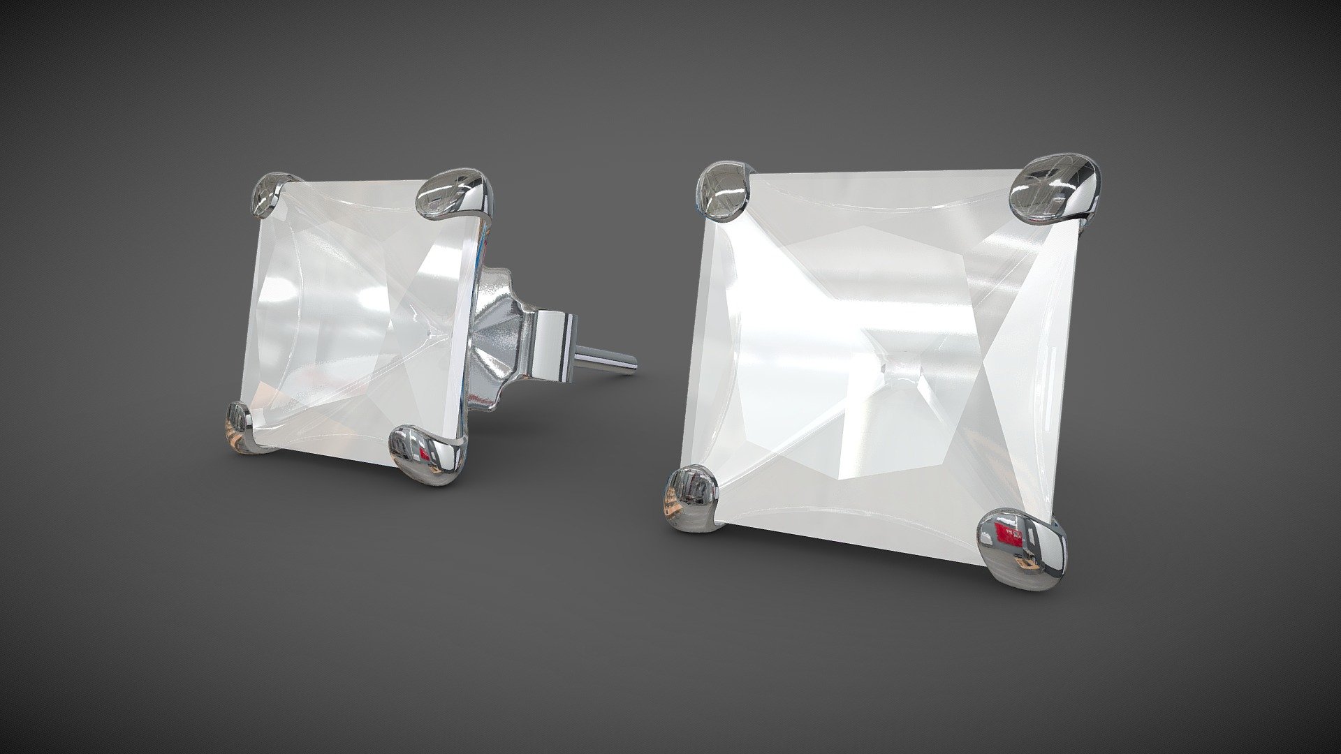 Silver earring (White-square) - arete en plata - 3D model by 3D AMIGO ...