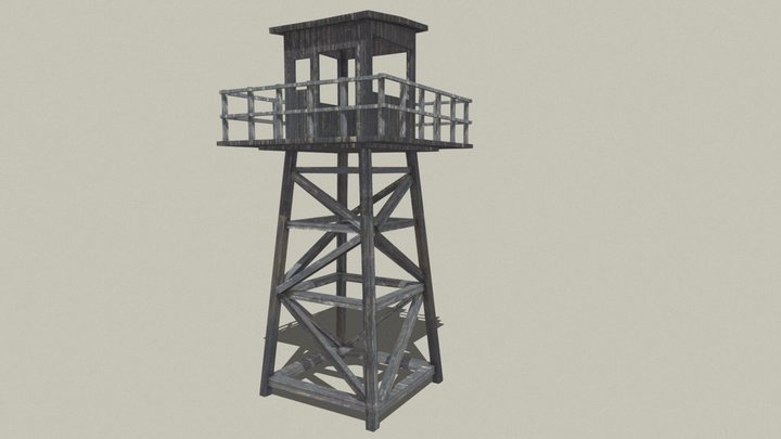 Game-Ready Sniper Tower 3D Model