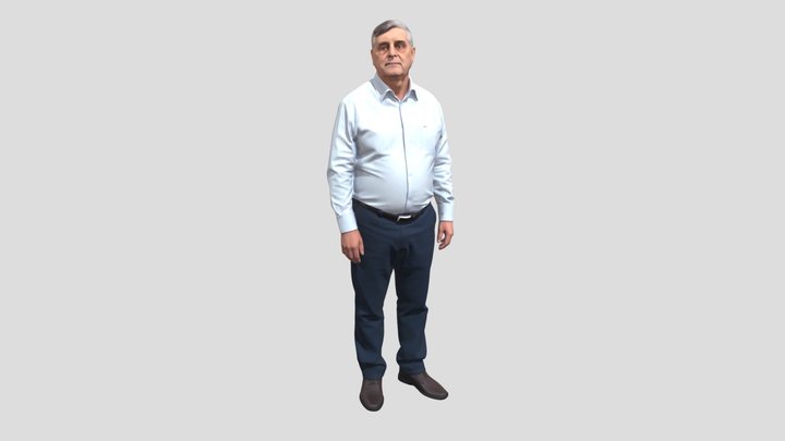 Portrait of an older man in a light blue shirt – Modèle 3D gratuit STL
