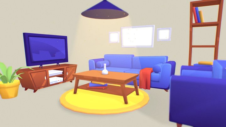 Toon Livingroom 3D Model