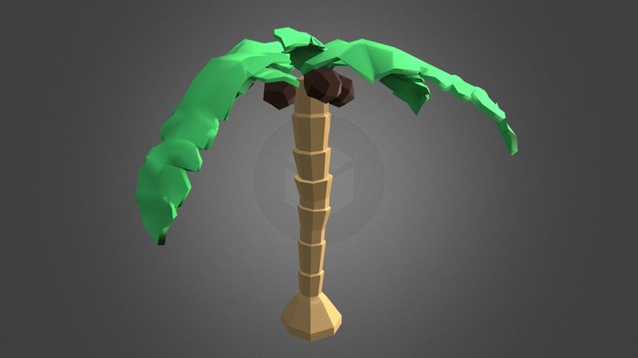 Low poly palm tree with coconuts (Separately)