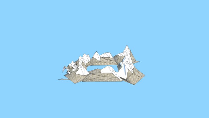 PSX Style Mountain backgroud 3D Model