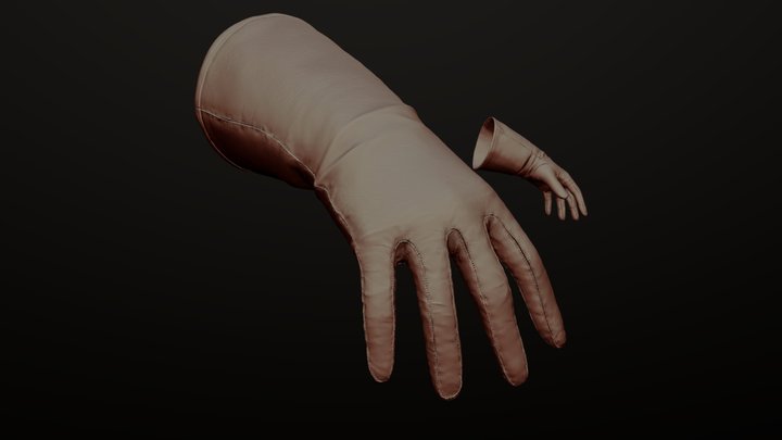 High Leather Gloves 3D Model