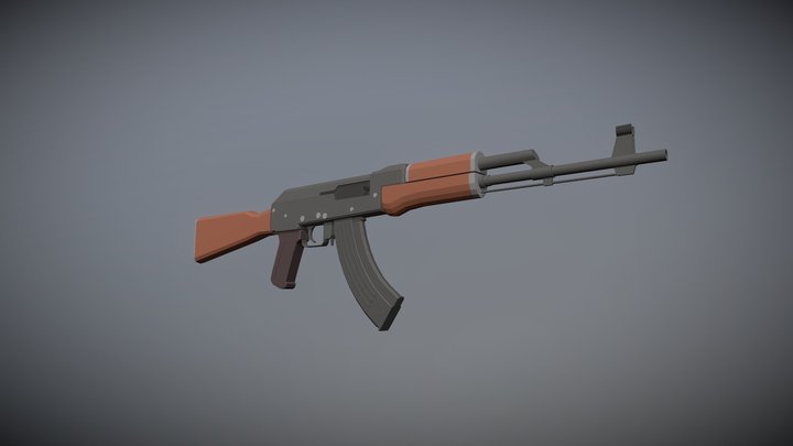 Low Poly AK 47 3D Model