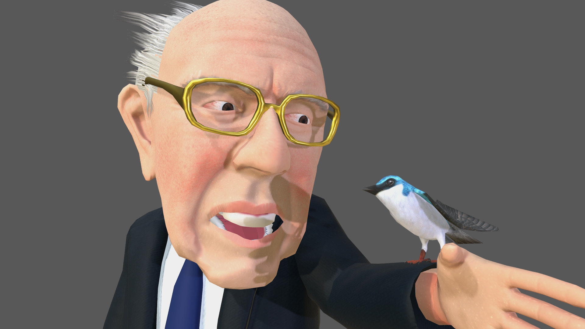 Bernie with bird animation