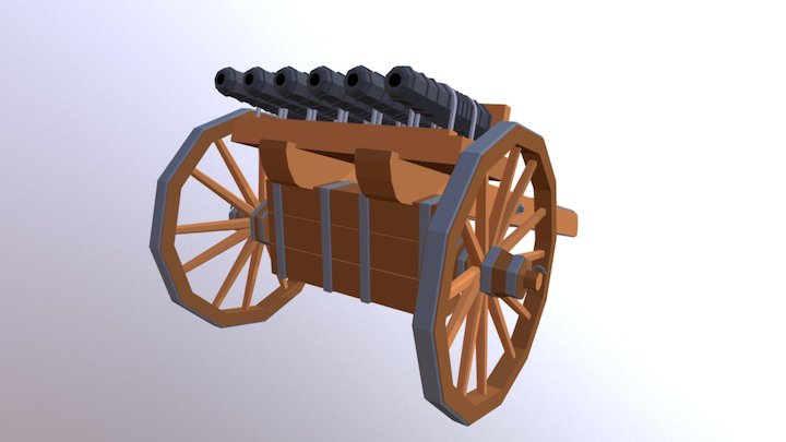 Low poly Ribault Cannon 3D Model