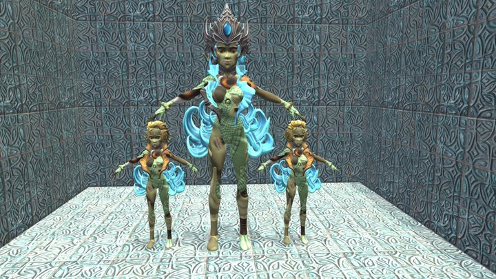 Sea Queen and Minions 3D Model
